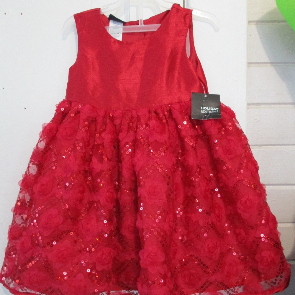 . HOLIDAY  EDITIONS RED CHRISTMAS DRESS. 2/2T. NWT